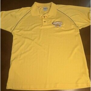 Iron Knights NBA Los Angeles Lakers Polo Shirt Mens Size L Gold Purple